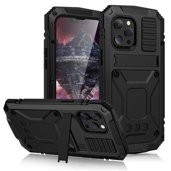 R-JUST Kickstand Slim Armor Anti-Shock Mjuk Silikon Hård PC Metall Baksida Telefonskal för iPhone 13 