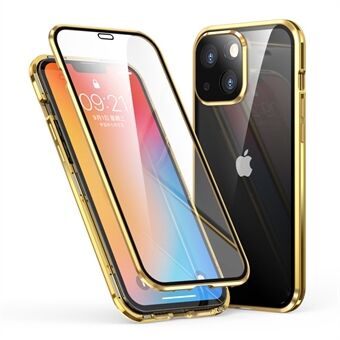 LUPHIE Magnetic iPhone 13 skal med glas fram och bak - Gold