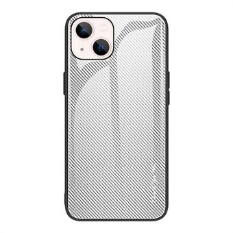 Carbon Fiber Texture Baksida i härdat glas + TPU Edge Hybrid Phone Cover Case för iPhone 13 