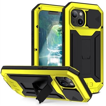 R-JUST Slide Kamerafodral Stötsäkert PC + Silikon + Metal Hybrid Telefonfodral Fodral med Kickstand Design för iPhone 13 