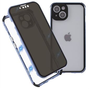 Fyra hörnkuddar Dubbelsidigt Anti-Peep Härdat glas + Magnetisk metallram Telefonfodral med låsspänne för iPhone 13 