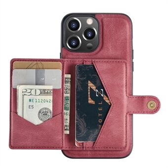 JEEHOOD Löstagbart 2-i-1 telefonfodral Kickstand-plånbok Magnetisk design Läderbelagd TPU-telefonfodral för iPhone 13 