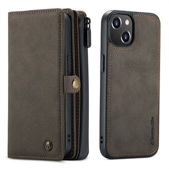 CASEME 018-serien 2-i-1 löstagbar multi-slotdesign Matt yta läder telefonfodral skalskydd för iPhone 13 - brun