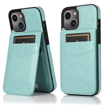 Korthållare Design PU-läder + TPU Enfärgad Välskyddad telefonfodral Kickstand-fodral för iPhone 13 