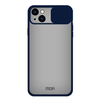 MOFI Shield Series Sliding Camera Cover Design Anti-peep Genomskinlig matt baksida PC + Silikon telefonskal för iPhone 13 