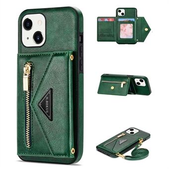N.BEKUS för iPhone 13  lång snodd Anti-fall plånbok PU-läder + TPU-mobilfodral med stöd