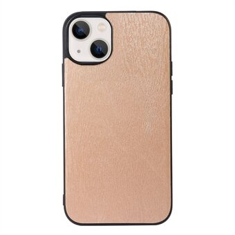 For iPhone 13  Well-protected Phone Case PU Leather Wood Texture Inner PC + TPU Cell Phone Cover
