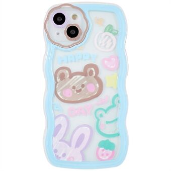 For iPhone 13  Soft TPU Phone Case Anti-drop Wave-shaped Pattern Printed Precise Cutouts Cover