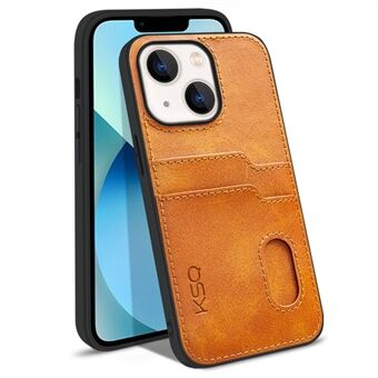 KSQ 002 Series for iPhone 13  Card Slots All-around Protection Case PU Leather Coated PC+TPU Hybrid Mobile Phone Shell