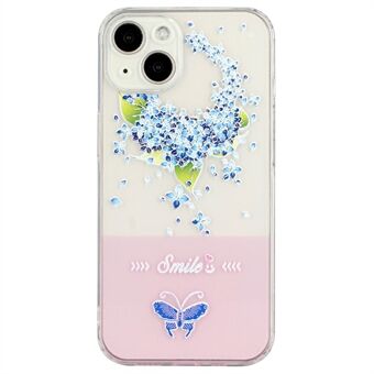 För iPhone 13  Lackerad Butterfly TPU Bakfodral Anti-dropp Mobiltelefon Skyddsfodral