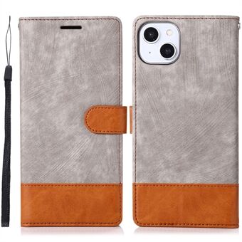 Skin-touch Feeling Phone Case för iPhone 13 6,1 tum, färg Stand plånbok PU-läder Folio Flip Cover
