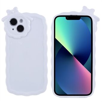 Anti-fall telefonfodral för iPhone 13 6,1 tum, blank yta Solid vit Anti- Scratch TPU telefonfodral med 3D Cartoon Monster Design