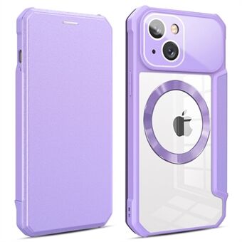 För iPhone 13 6,1 tum PU-läder+TPU+PC-fodral Kompatibel med MagSafe Stand Card Holder CD Texture Magnetic Phone Case