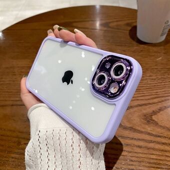 För iPhone 13 6,1 tum Glitter galvanisering Kameraskydd Telefonfodral Hårt PC Mjuk TPU Stötsäkert genomskinligt skal