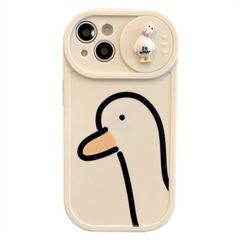 För iPhone 13 6,1 tum Drop Resistant Cartoon Duck Pattern Printing Mjukt TPU-telefonfodral med skjutkameralinsskydd