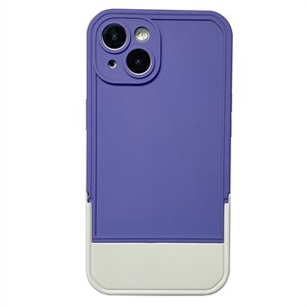 För iPhone 13 6,1 tum Drop Resistant TPU-fodral Botten Dold Kickstand Färg Splicing Mobiltelefon Bakstycke