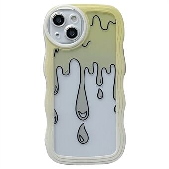 För iPhone 13 6,1 tums mjukt TPU-skal, vattendroppsmönster, utskrift med Edge telefonbaksida skyddsfodral - gul
