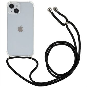 Stötsäkert telefonbaksida för iPhone 13 6,1 tums HD Klart fyra hörn, mjukt TPU-fodral med snörning