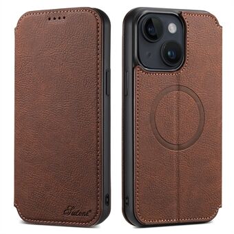 SUTENI J06 för iPhone 13 6,1 tums plånbokstelefonfodral Stand Lädertelefonfodral Kompatibel med MagSafe