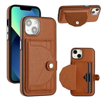 YB Leather Coating Series-4 Phone Kickstand-fodral för iPhone 13, PU-läderbelagd TPU-skal med kortplatser