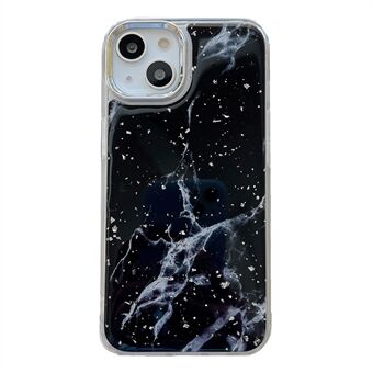 För iPhone 13 epoxihård akryl+TPU telefonskal galvanisering marmormönster silverfolie telefonfodral
