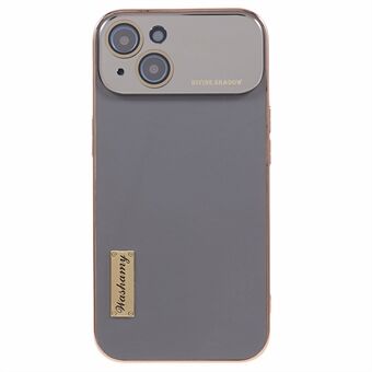 För iPhone 13 Skyddsfodral Vaxaktigt äkta koläder+TPU+PC Elektropläteringsfodral