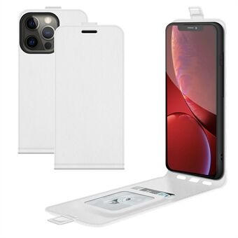 Crazy Horse Texture Vertical Flip Lädertelefonskal med kortplats för iPhone 13 Pro - White