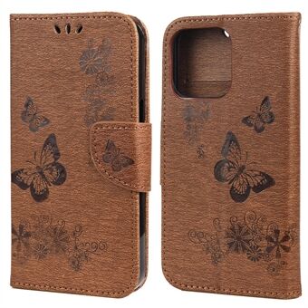 Plånbok Läderfodral Imprint Butterfly Flower Telefonfodral med Stand för iPhone 13 Pro 
