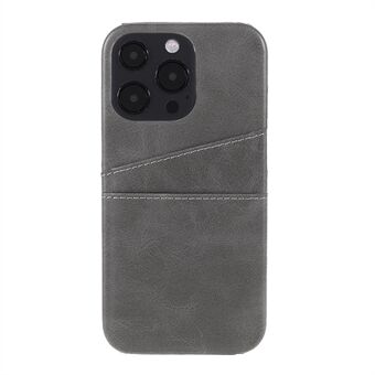 Fullständiga skyddande dubbla kortplatser PU-läderbelagd PC-skal för iPhone 13 Pro - Grey