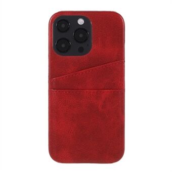 Fullständiga skyddande dubbla kortplatser PU-läderbelagd PC-skal för iPhone 13 Pro - Red