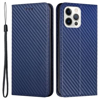 Carbon Fiber Texture PU-läder skyddande telefonfodral med Stand och plånbok för iPhone 13 Pro 
