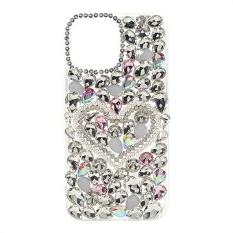 Love Heart Fashion Sticking Diamond Pearls Decor Lätt Slitstarkt TPU telefonfodral för iPhone 13 Pro 