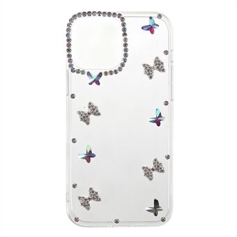 Butterflies Sticking Diamond Decor Anti-Drop Mjuk TPU skyddande telefonfodral för iPhone 13 Pro 