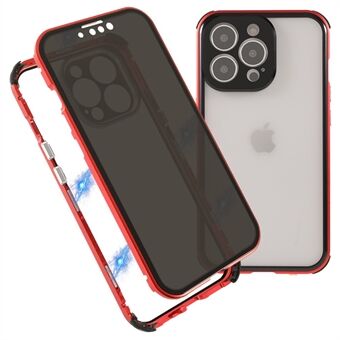 Spy dubbelsidigt härdat glas + låsspänne Design Magnetisk metallram Telefonfodral för iPhone 13 Pro 
