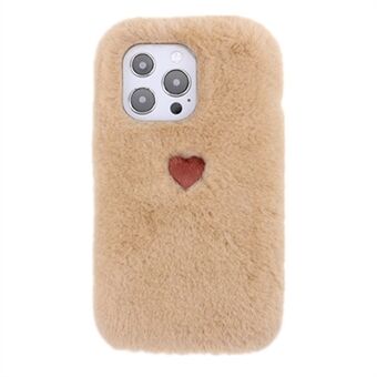Love Heart Design Fluffy Plysch TPU-fodral Skyddsfodral för iPhone 13 Pro 