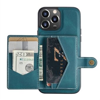 JEEHOOD Stötsäkert löstagbart 2-i-1 telefonfodral Kickstand-plånbok Magnetisk design Läderbelagd TPU-telefonfodral för iPhone 13 Pro 