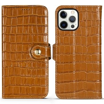 Crocodile Texture View Stand Plånboksfodral i äkta läder med magnetfäste för iPhone 13 Pro 
