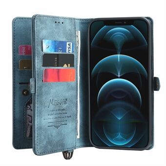 MEGSHI 021-serien avtagbar 2-i-1 magnetisk plånboksdesign Multifunktionellt välskyddat telefonfodral med Stand och rem för iPhone 13 Pro 