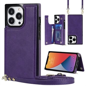 Autoabsorberat Stötsäkert telefonfodral Kickstand RFID-blockerande Stöldskyddsskydd Svepskydd för iPhone 13 Pro - Purple