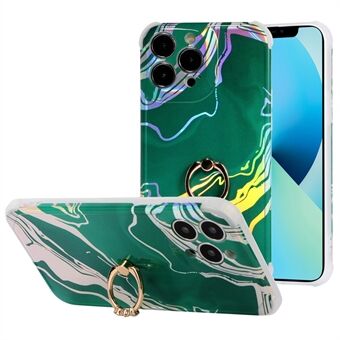 Ring Kickstand Marble IMD Laser TPU + PC Anti-drop Hybrid Phone Cover för iPhone 13 Pro 