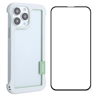 ENKAY För iPhone 13 Pro  Slim Phone Case + 9H härdat glas skärmskydd Skyddstelefon Shell Drop Resistance Cover