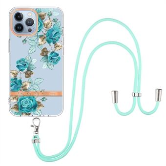 För iPhone 13 Pro  YB IMD-9 Series Flower Pattern IMD Galvanoskydd Protector Mjuk TPU Fashionabelt telefonfodral med snodd