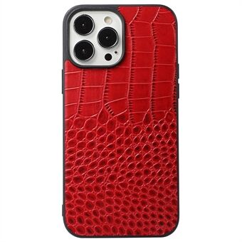 For iPhone 13 Pro  Mobile Phone Cover Genuine Cowhide Leather Crocodile Texture Inner PC + TPU Phone Case