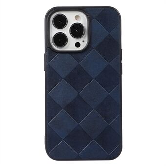 For iPhone 13 Pro  Grid Texture PU Leather Coated Hybrid Minimalistic Style Phone Case Accessory