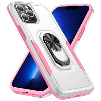 Defender Series Acrylic + TPU Cellphone Case for iPhone 13 Pro , Anti-drop Mobile Phone Cover with Ring Kickstand