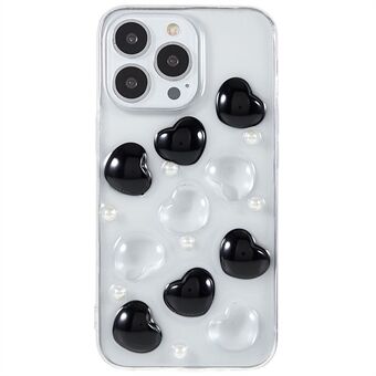 For iPhone 13 Pro  Shockproof Epoxy TPU Phone Case, Artificial Pearls Decoration Transparent Phone Back Shell