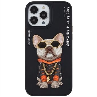 NIMMY Glasses Pet Series for iPhone 13 Pro  Anti-drop Phone Shell Embroidery PU Leather + PC + TPU Back Case