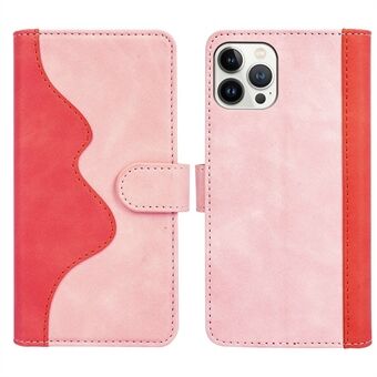 For iPhone 13 Pro  Color Splicing Shock Absorbing PU Leather + TPU Phone Case Protector with Stand Wallet
