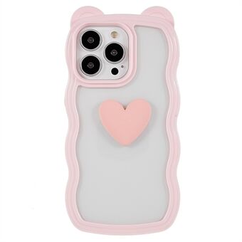 Löstagbart 2-i-1 telefonfodral för iPhone 13 Pro , sött björnörondekor Hjärtformigt mönster PC+TPU Cell Hybrid Cover