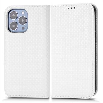 För iPhone 13 Pro  Grid Texture PU-läderfodral Magnetiskt Stand mobiltelefonplånboksfodral